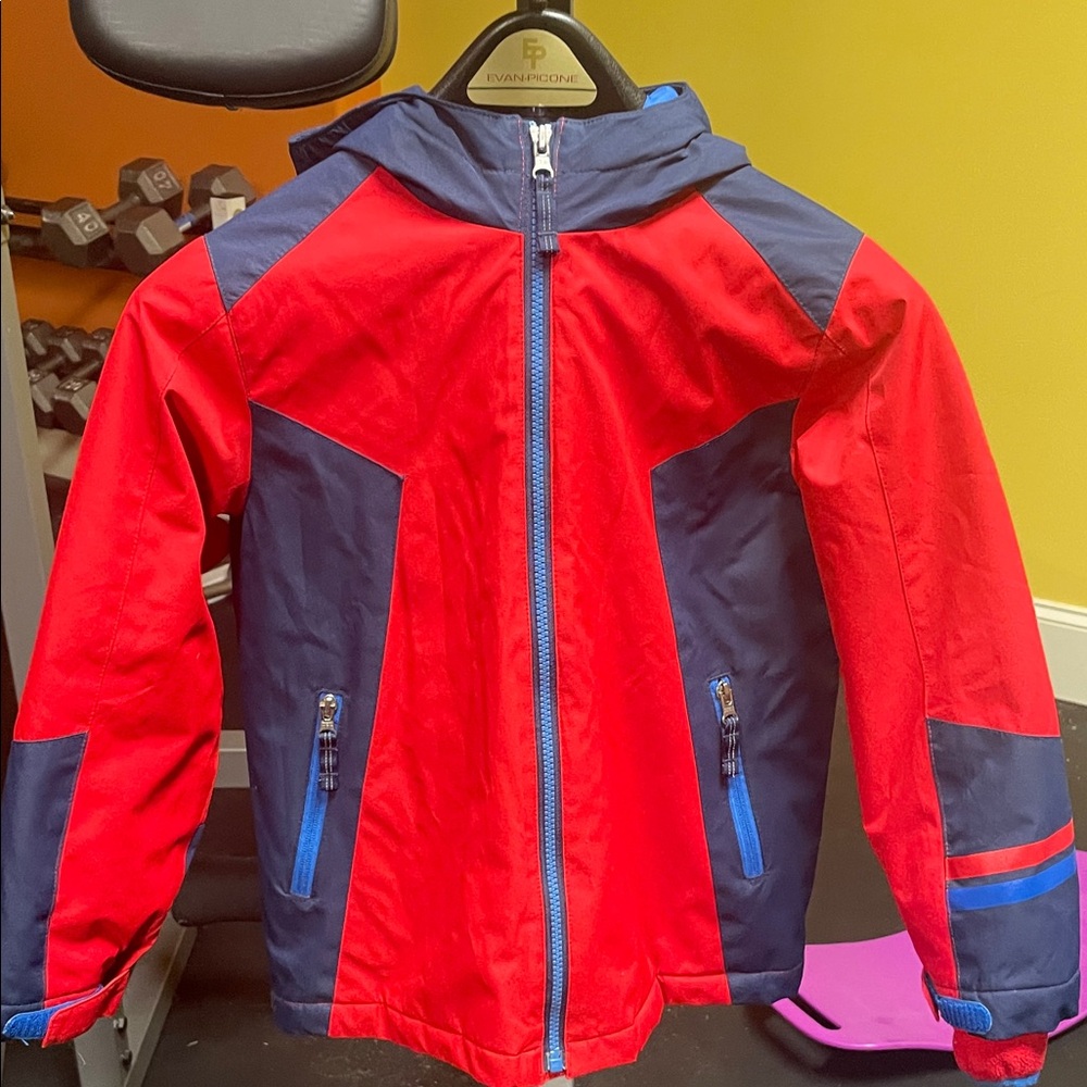 Lands' End Kids Red and Navy Raincoat